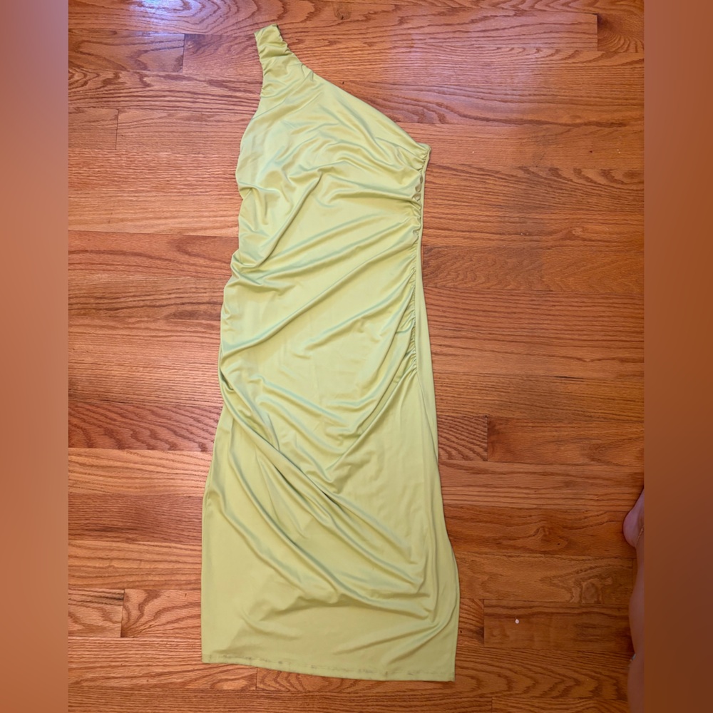 Neon Green One-Shoulder Dress
